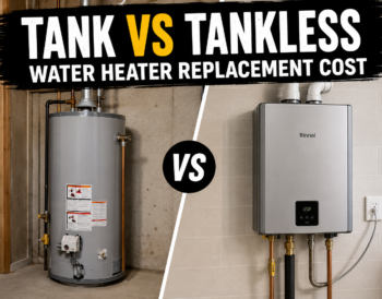 Comparison of a traditional tank water heater and a wall-mounted tankless unit