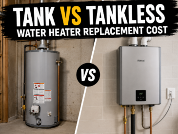 Comparison of a traditional tank water heater and a wall-mounted tankless unit